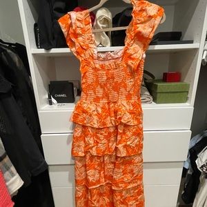 Saylor orange ruffle maxi dress